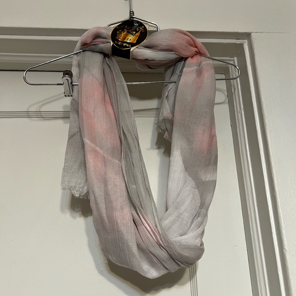 Color Block Stripe Scarf (Silver Pink)